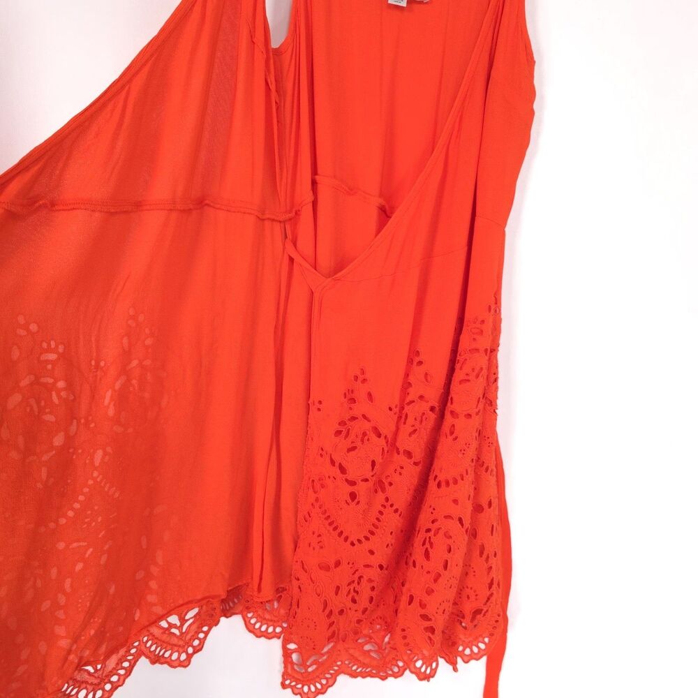 ALLSAINTS Women’s Mini Dress US 8 Eyelet Embroidered Wrap Orange AS305897R - Picture 7 of 10